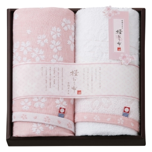 桜おり布 フェイスタオル2枚セット ピンク【rm235012c05】