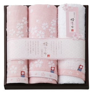 桜おり布 タオルセット ピンク【rm235012c07】