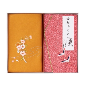 刺繍入り金封包み&金封ふくさ 赤鶴【rm25b063gc066】