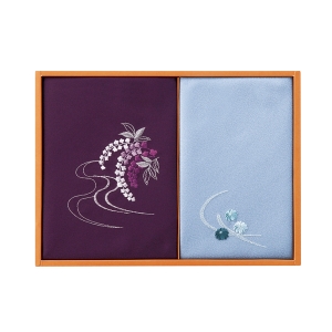 刺繍入り二巾風呂敷&刺繍入り金封包み 紫【rm25b063gc078】