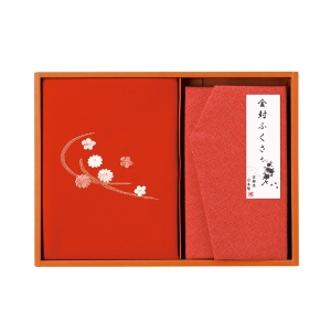 刺繍入り二巾風呂敷&金封ふくさ 赤【rm25b063gc100】