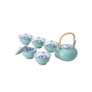 波佐見焼 掛分ぶどうM蓋付茶器揃【rm25b069gc076】