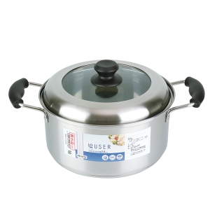 ローザー IH対応両手鍋24cm（ガラス窓付蓋）【rm25b076gc072】