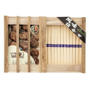 乾物家 国産椎茸と手延そうめん御詰合せ【木箱】【rm25b199gc062】