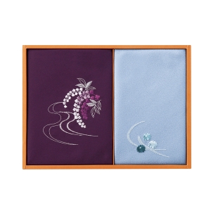 刺繍入り二巾風呂敷&刺繍入り金封包み 紫 H018【rm26c176gc100】