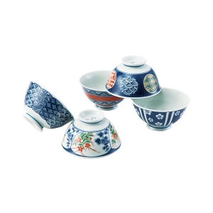 波佐見焼 染錦文様 飯碗揃 20635【rm26c183gc050】